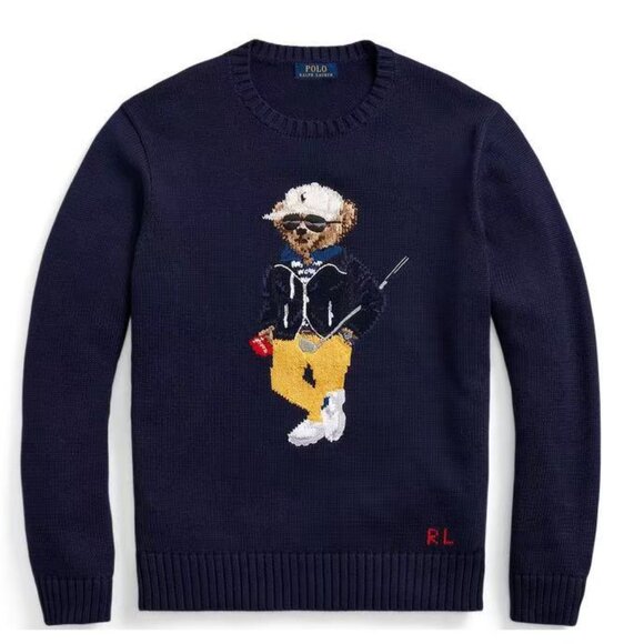 Polo Ralph Lauren Navy blue sweater with golf bear pattern - Picture 3 of 7